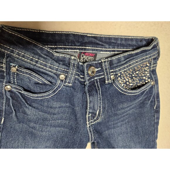 Paper Denim &amp; Cloth Girls' Jeans Size 7 Dark Wash‎ with Rhinestone Pocket - Picture 11 of 16